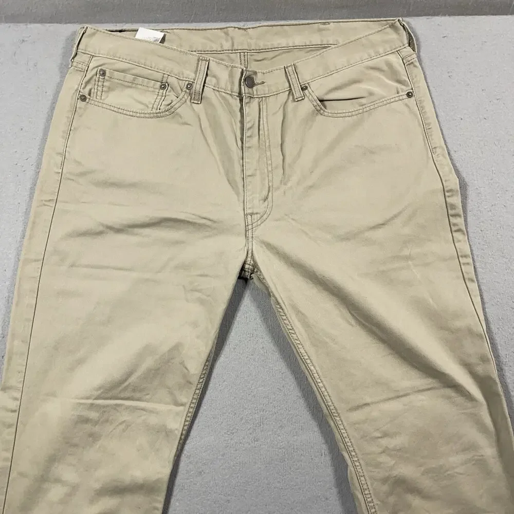 Levi’s 514 Straight Fit Pants Men 38x30 Khaki Stretch Twill‎ Jeans Tag 38x32